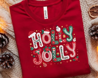 Christmas Holly Jolly faux yarn PNG, Sublimation Design (Digital Download)