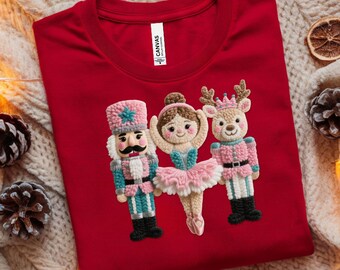 Christmas faux yarn Ballerina Nutcracker PNG, Holiday Shirt Design (Digital Download)