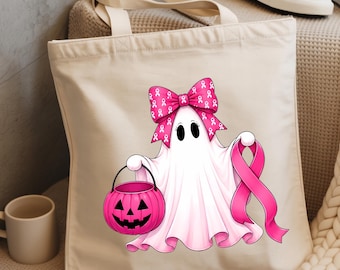 In October We Wear Pink  PNG, Breast Cancer Awareness, Halloween Ghost Sublimation, Digital Download