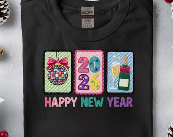 Happy New Year Crochet Yarn PNG, Sublimation Design (Digital Download)