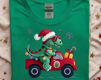 Chunky Knit Christmas T-Rex PNG, Coquette Dinosaur (Digital Download)