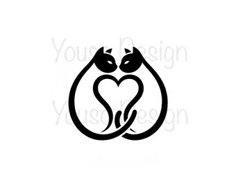 two cats love with EPS SVG PNG (digital love)