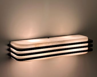 Belair 1969 - Mid-Century Modern Wall Sconce, Alabaster Marble Wall Light, Retro Brass Bedroom Sconce, Luxury Hotel Lighting