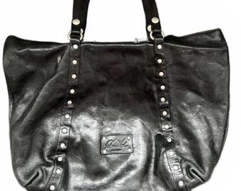 Patricia Nash Large Black Leather Benvenuto Tote Shoulder Bag