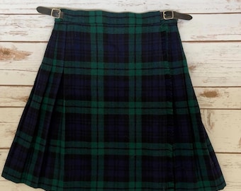 VTG Laired- Porch Pleated Tartan Unisex Skirt with Adjustable Leather Straps