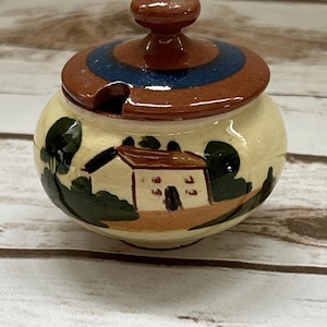 Vintage1947 Devon Torquay Pottery Mustard Pot/Sugar Bowl with Lid Devon, England