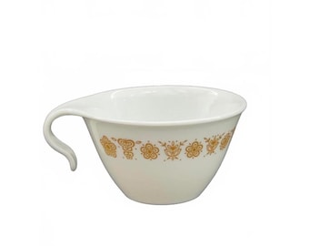 Corelle Vintage Brown Floral Teacup with Curved Handle