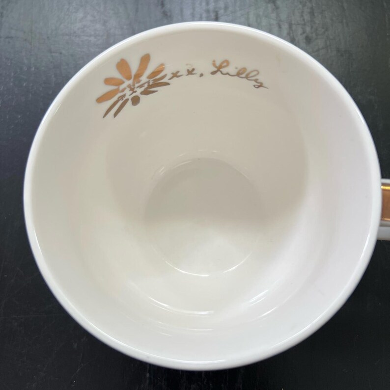 Lilly Pulitzer 12oz Ceramic Mug w/blue Floral Print & Gold Accents immagine 3