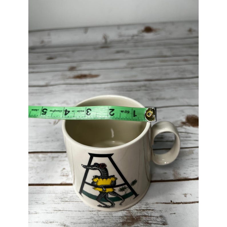 Anthropologie Mug Cream Florence Balducci Letter A Alligator oz image 4