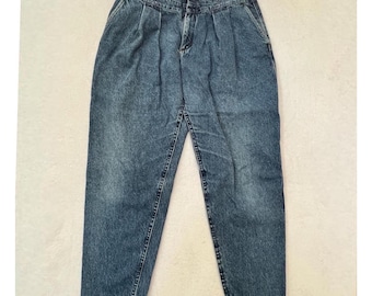 Vintage 80s Lee Pleated Front Mom High-rise Tapered leg Distressed Jeans - 16M