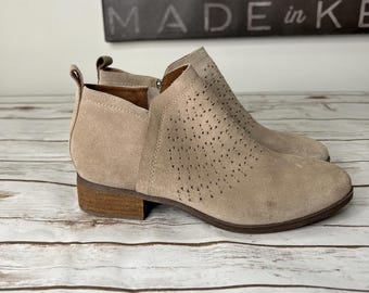 TOMS Beige Suede Ankle Boots with Low Heel