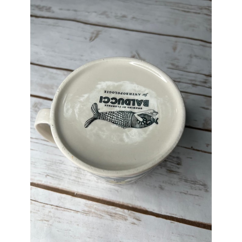 Anthropologie Mug Cream Florence Balducci Letter A Alligator oz image 2