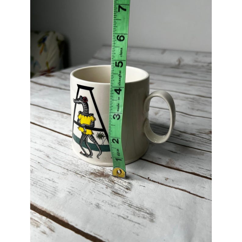 Anthropologie Mug Cream Florence Balducci Letter A Alligator oz image 5