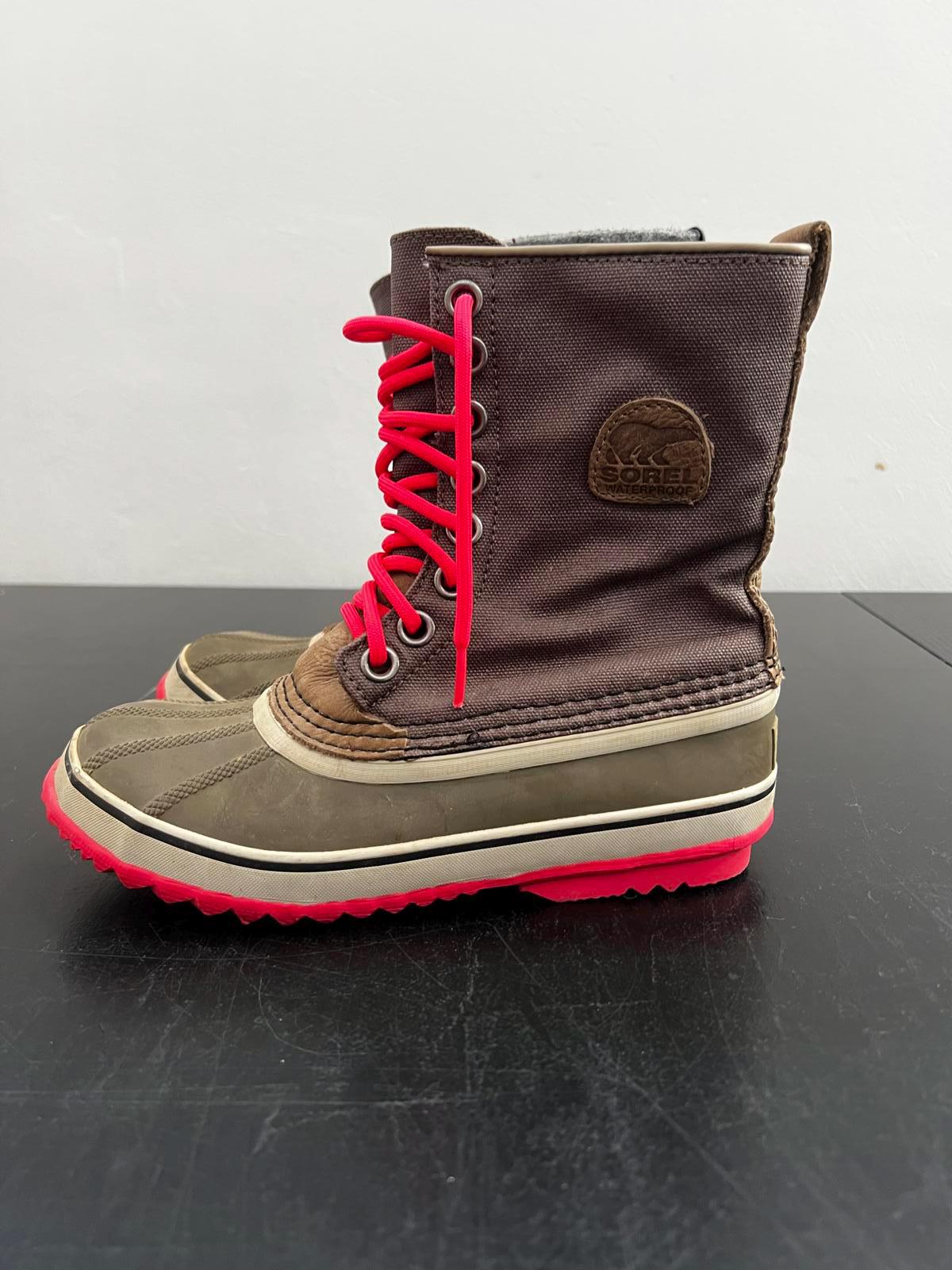 Sorel Brown Waterproof Boots with Red Laces Women main image 3