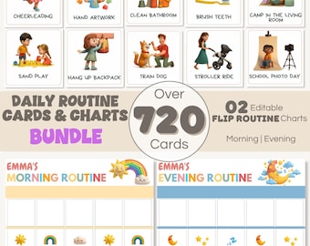 Tarjetas imprimibles de rutinas infantiles / Rutina diaria Montessori (Descarga digital)