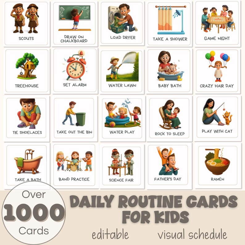 Printable Kids Routine Cards | Toddler Visual Schedule (digital ...