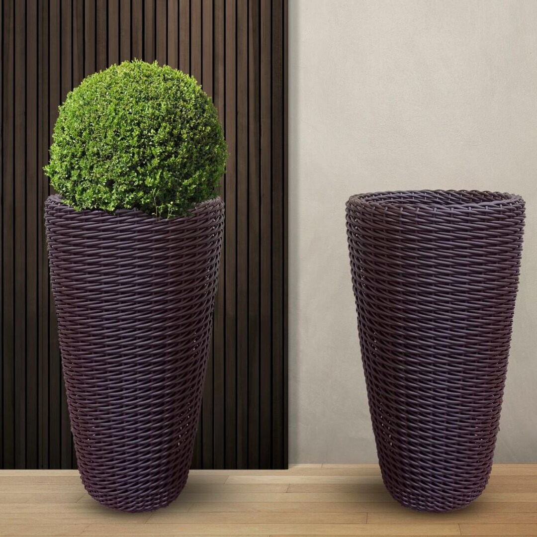 Rattan Tall Planter - Etsy