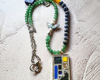 Handmade Bold Abstract Necklace – Unique Statement Artisan Jewelry – Eclectic Boho Gift for Her