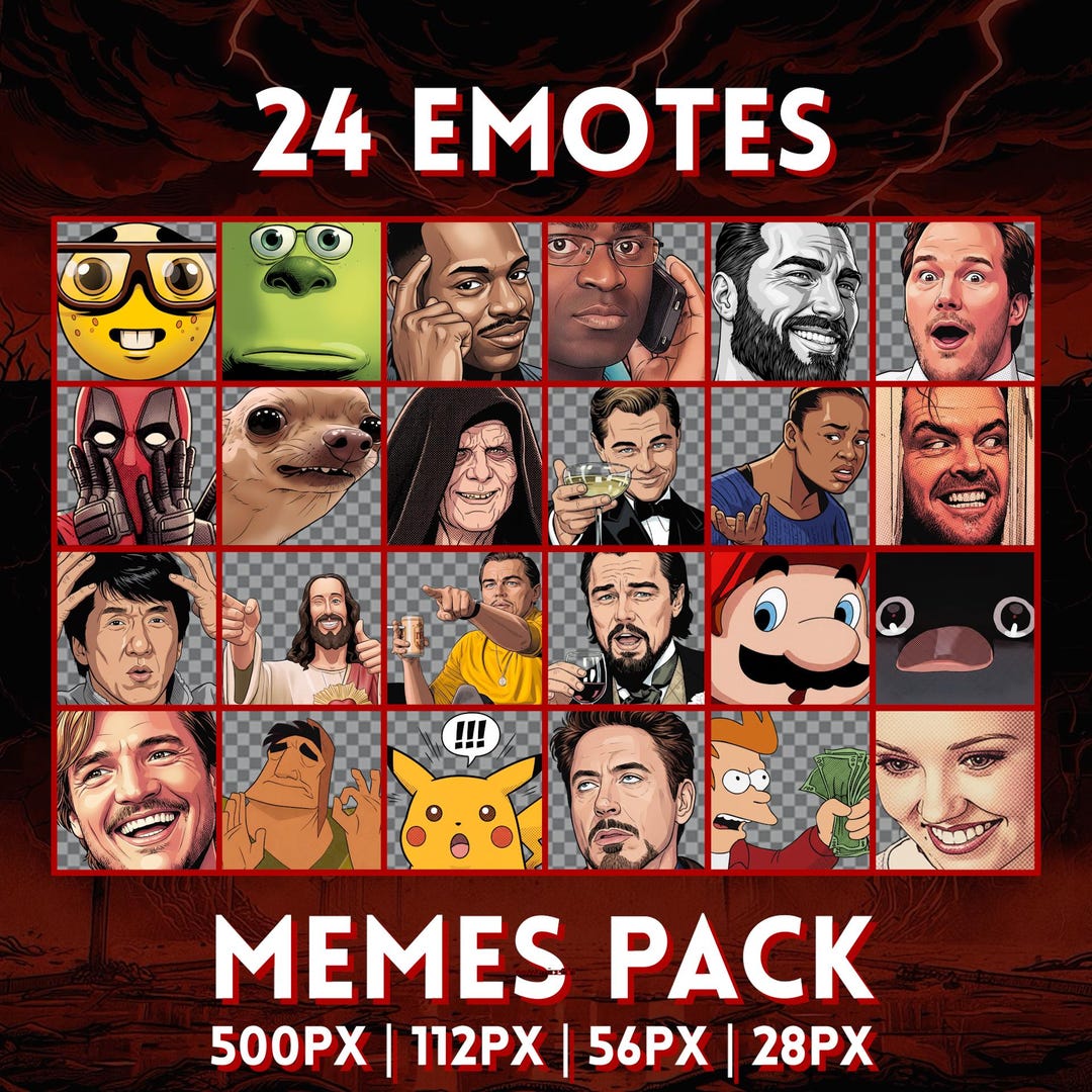 24 Meme Emotes Pack | Funny Reaction Emotes for Twitch, Discord ...
