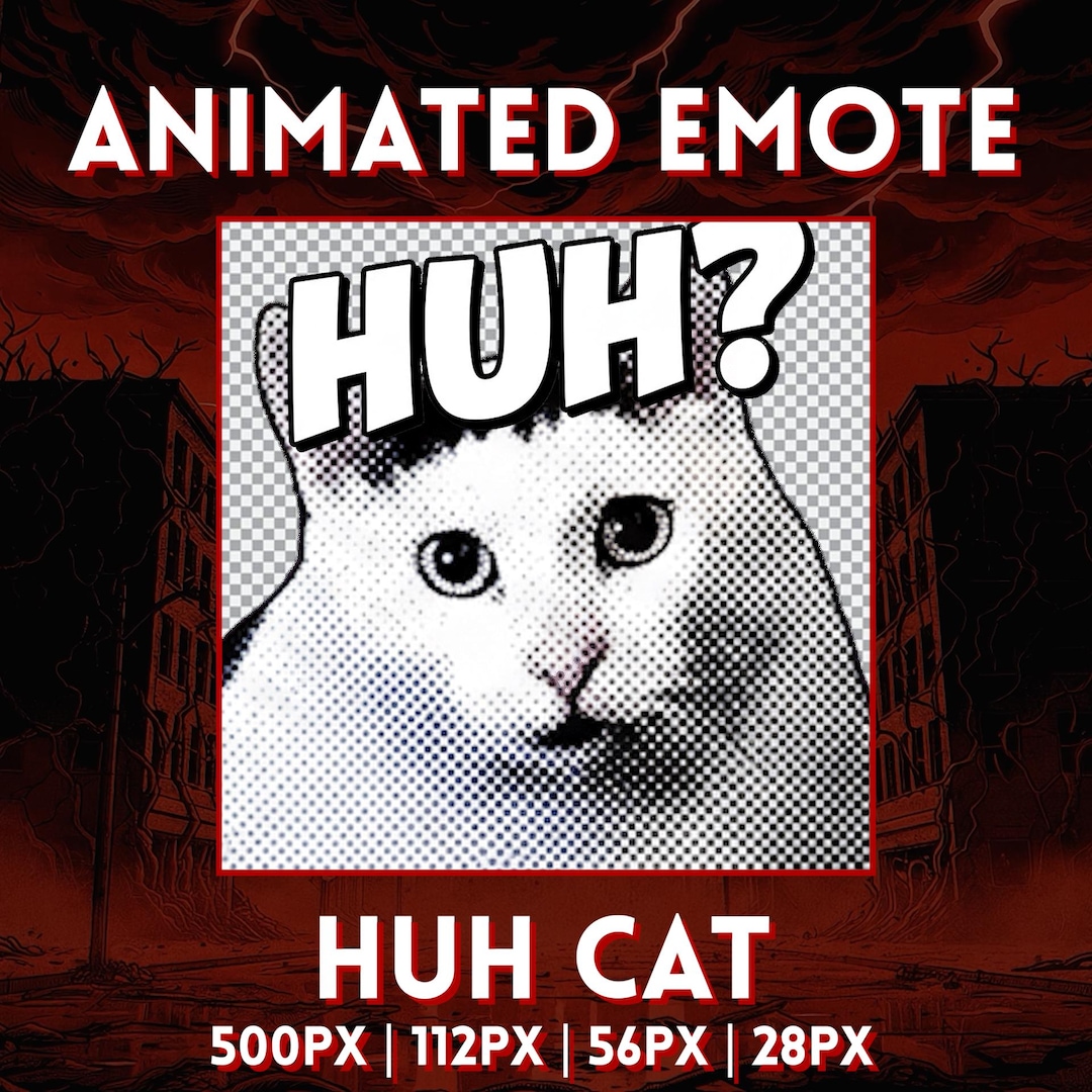 Huh Cat Animated Emote | Confused Cat Meme Emote for Twitch, Discord ...