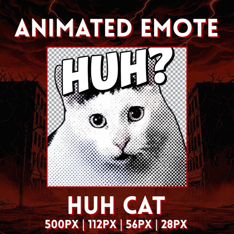 Huh Cat Animated Emote | Confused Cat Meme Emote for Twitch, Discord ...