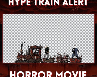 May include: A promotional image with the text "HYPE TRAIN ALERT" and "HORROR MOVIE" in white letters with a red outline. The image features a train with horror movie characters.