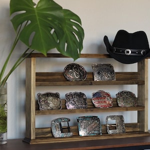 Standing Rack for Belt Buckles, Wood Display for Buckles, Rodeo Gift, Sporting Clays Gift, Trap or Skeet Gift Trophies