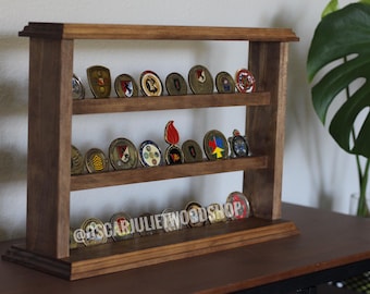 Small Standing Rack, Wood Display for Military Coins, Challenge Coin Holder, Army Gift, First Responder Gift