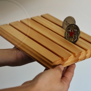 Ready-Right-Now Military Flat Coin Rack in Natural, Gifts for Army, Navy, Marines, Airforce, Coastguard, Police, and First Responders!