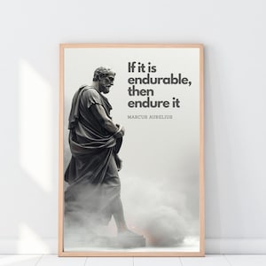 Impresión con cita de Marco Aurelio, arte filosófico estoico (descarga digital)