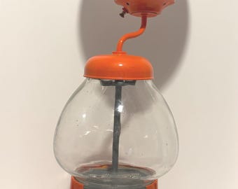 Unique Vintage Orange Working Gumball Machine Lamp - Retro 1980s Novelty Table Light Carousel Base - 25” Tall