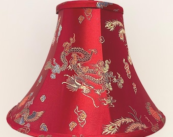 Vintage Silk Brocade Dragon Chinoiserie Lampshade. 8.5" height
