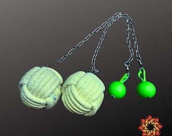 Monkey Fist Fire Poi with Chain | Handmade Fire Props