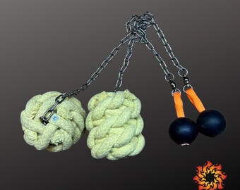 Fire Poi with Chain – Rope Kevlar Isis Wick Flow Arts Equipment