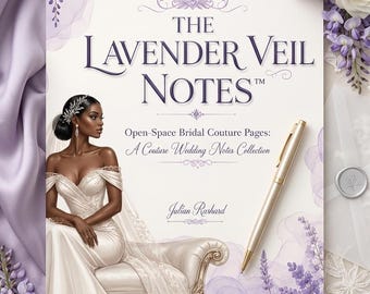Bloc de notas nupcial de lujo (descarga digital) / Páginas en blanco / 8.5x11 / Planificador de bodas de alta costura de 54 páginas / Imprime en casa / The Lavender Veil
