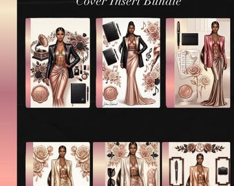 A5 Planner Insert Dashboard, Black Woman Luxury Planner Cover, Revel Privé Couture Music & Beauty Desk Bundle, Printable Vellum Discbound