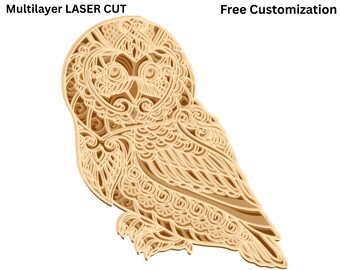 Owl Multilayer Laser Cut Wall Art SVG DXF