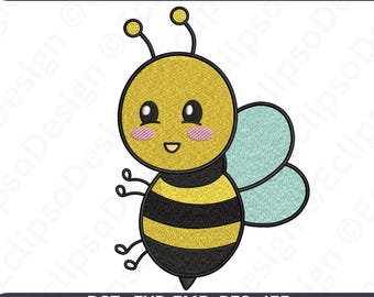 Kawaii Bee Embroidery Design | Applique Pattern (Instant Download)