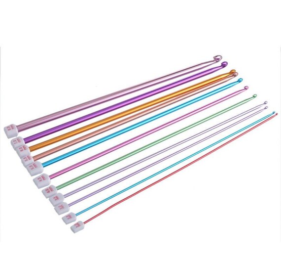 11pcs Multicolour Aluminum Tunisian/Afghan Crochet Hooks Needles 2- 8mm