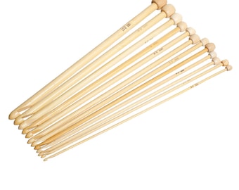1 Set (12Pcs) Bamboo Afghan Tunisian Crochet Hooks Needles 25cm Long