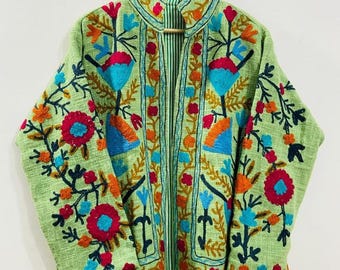 Handmade Suzani Embroidered Jacket | Boho Floral Cotton Coat