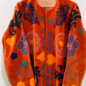 Hand Embroidered Velvet Suzani Jacket | Bohemian Floral Coat