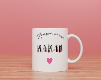 Taza personalizada "Súper Mamá" - Regalo para mamá - Gracias por todo - Idea de regalo para mamá - Día de la Madre - La mejor mamá - Taza personalizada