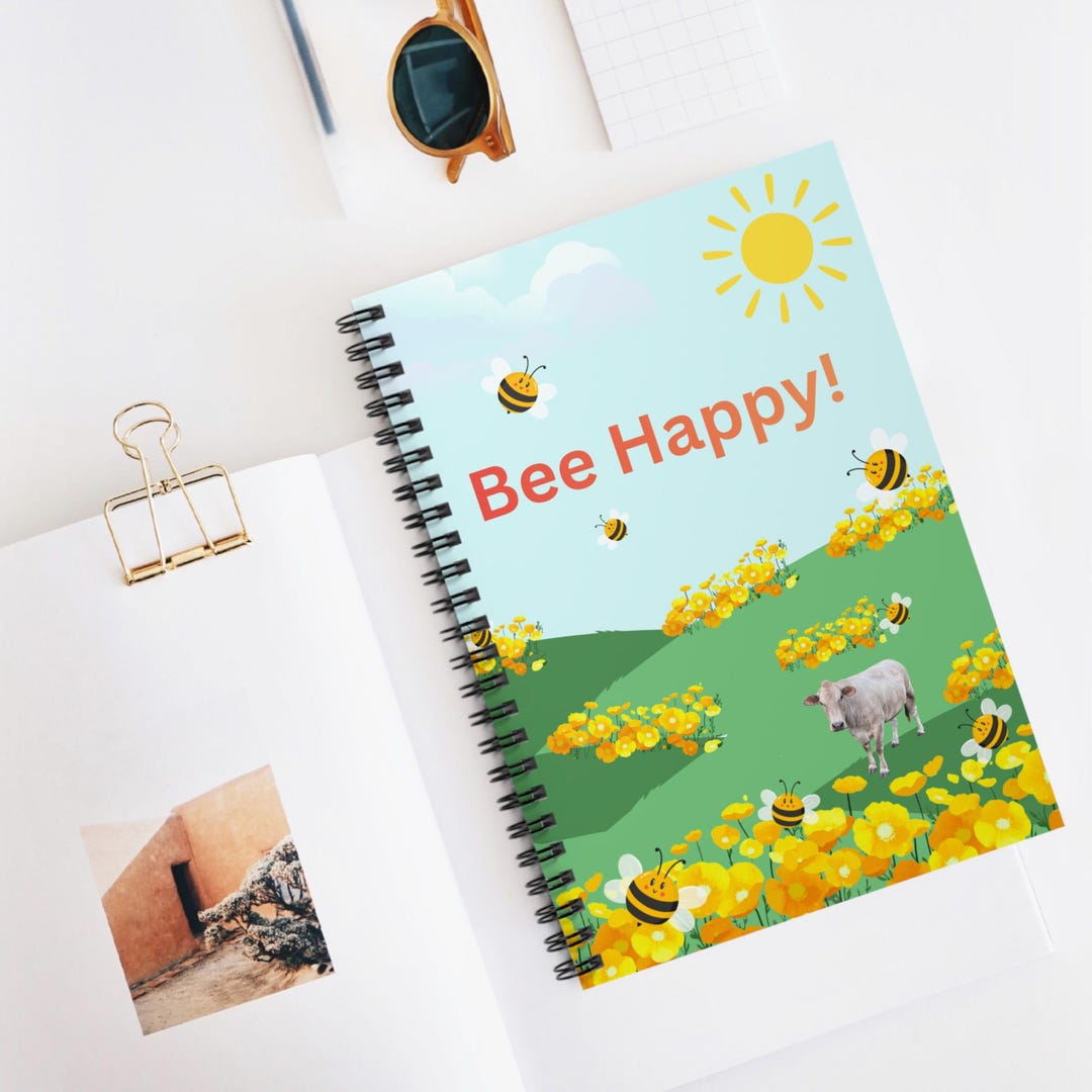 Bee Happy! Spiral Notebook | Floral Bee and Cow , Our ...
