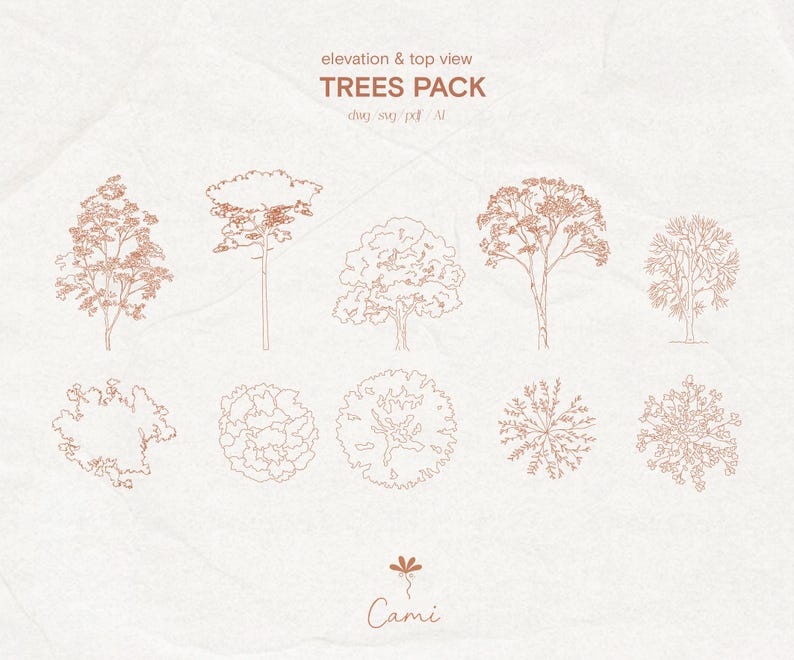 Architectural Tree Vector Set – Flat Style Cutouts (digital Download ...