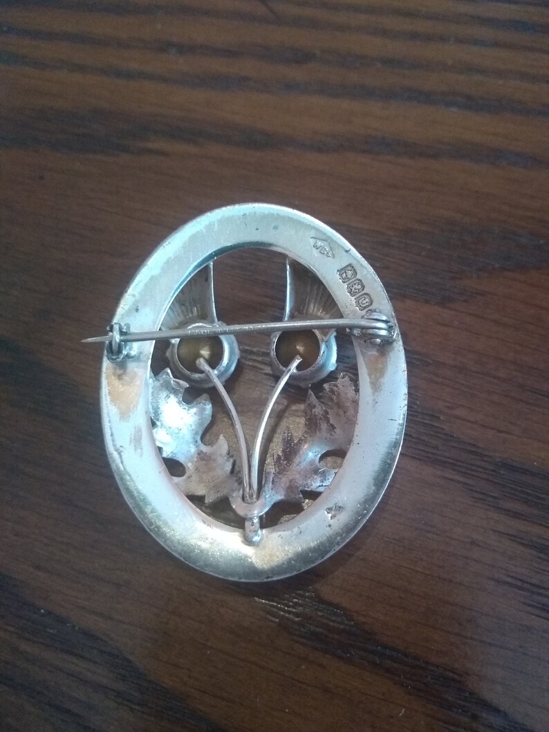 Vintage WBS Sterling silver amethyst Thistle Pin