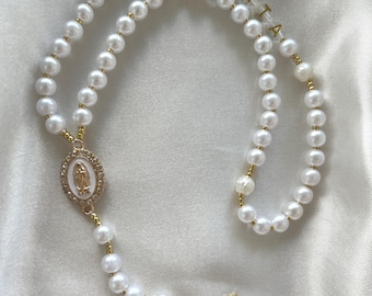 Rosario personalizzato con nome – Grani e croce – Regalo per battesimo, regalo per comunione, decorazione religiosa