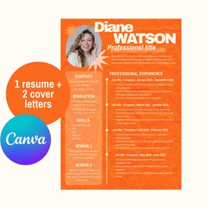 Creative Resume Template Canva Artistic Modern Professional CV Template Unique Stand Out Resume Template with Photo