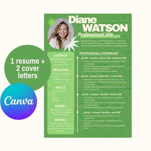 Creative Resume Template Canva Artistic Modern Professional CV Template Unique Stand Out Resume Template with Photo