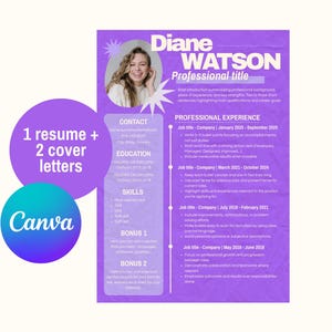 Creative Resume Template Canva Artistic Modern Professional CV Template Unique Stand Out Resume Template with Photo